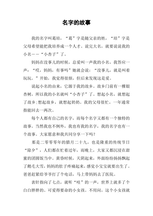 名字的故事300字作文 - 百度文库