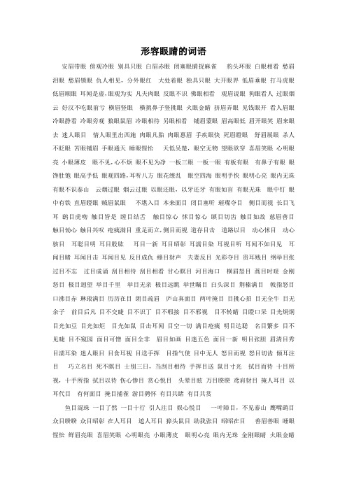 形容眼睛的词语 安眉带眼傍观冷眼别具只眼白眉赤眼闭塞眼睛捉麻雀豹