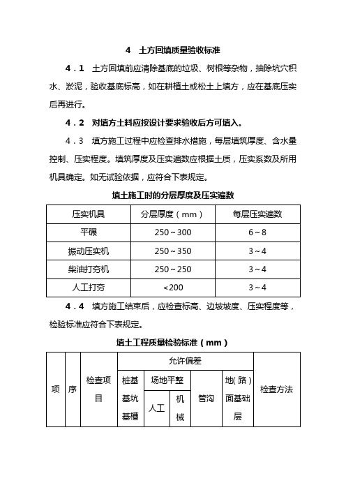 4土方回填质量验收标准 4.