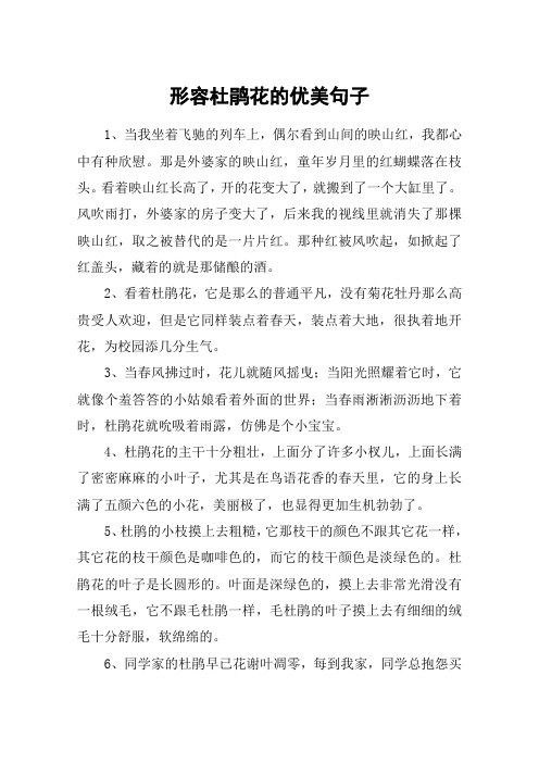 形容杜鹃花的优美句子 1,当我坐着飞驰的列车上,偶尔看到山间的映山红