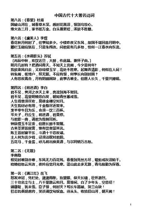 中国古代十大著名诗词 第八名:《春望》杜甫 国破山河在,城春草木深.