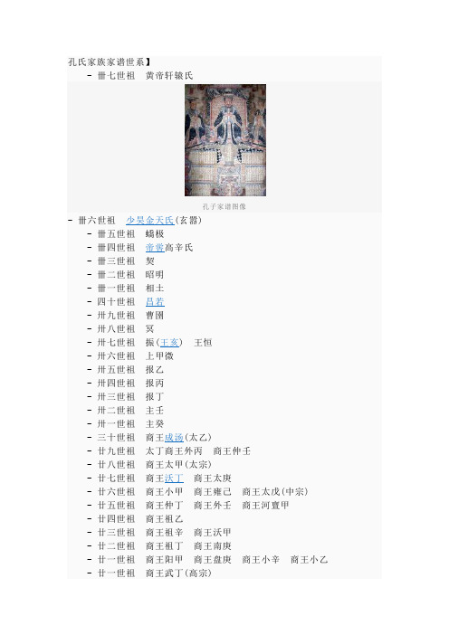 孔氏家族家谱世系】-卌七世祖黄帝轩辕氏孔子家谱图像