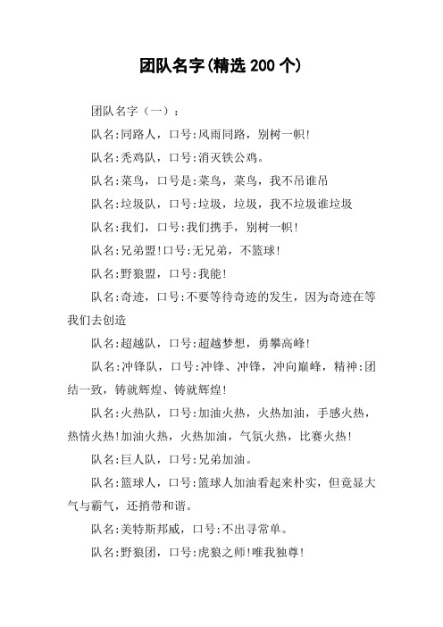 队名:秃鸡队,口号:消灭铁公鸡.