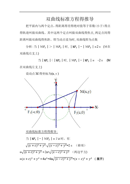 其中這兩個定點叫做雙曲線得焦點,兩定點間得距離叫做雙曲線得焦距,即