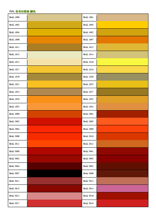 ral色號對照表-顏色ral 1000 |ral 1001 |ral 1002 |ral 1003 |ral
