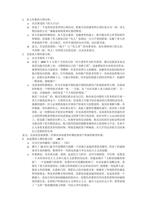 狂人形象的人物分析: a.出自鲁迅的《狂人日记》 b.