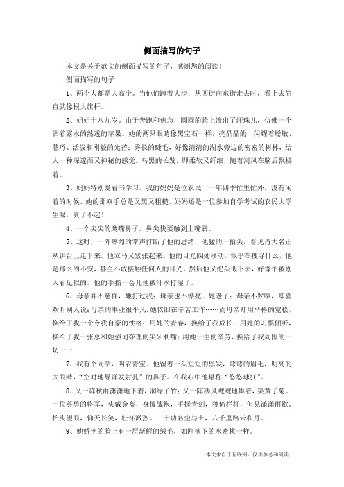 侧面描写的句子1,两个人都是大高个.