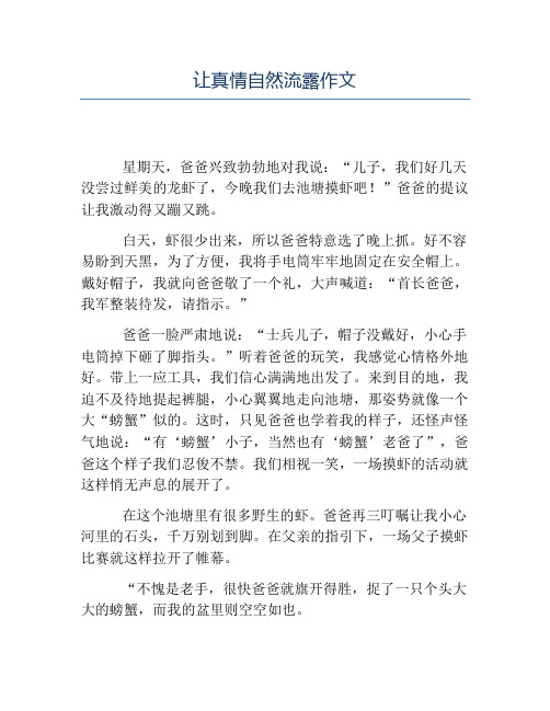 让真情自然流露作文 星期天,爸爸兴致勃勃地对我说:"儿子,我们好几天