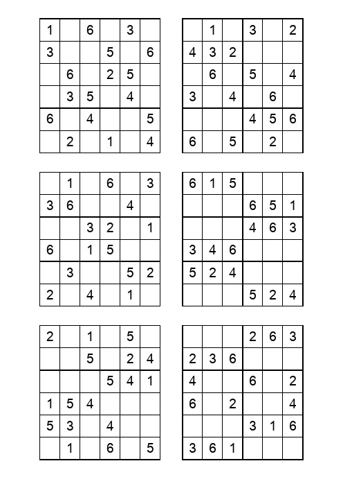 数独6宫格题目 - 百度文库