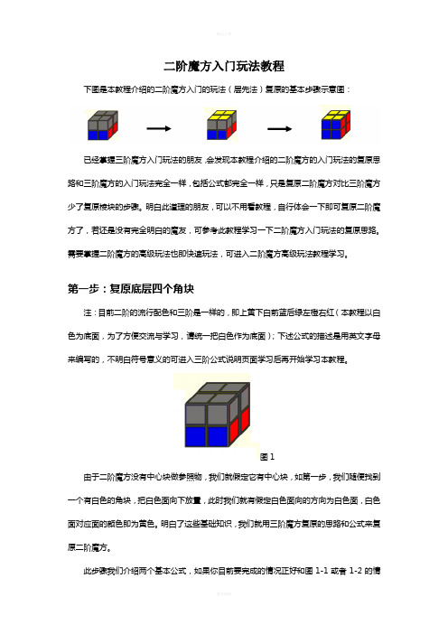 二阶魔方入门玩法教程 下图是本教程介绍的二阶魔方入门的玩法(层先法